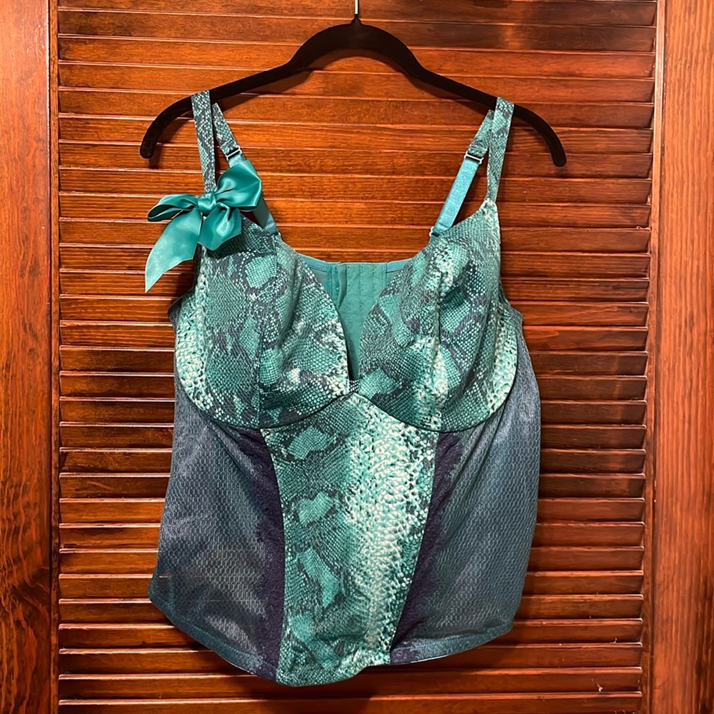 Green Snake Skin Print Bustier/ Corset